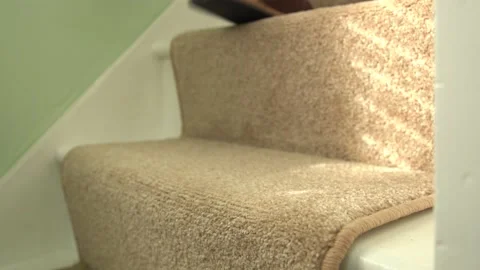 Slippers going Up and Down Staircase Stock Footage 147447172