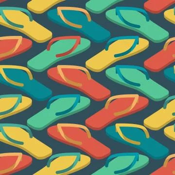 Slippers seamless pattern. Summer shoes ornament. Beach Boots background Stock Illustration