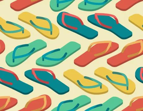 Slippers seamless pattern. Summer shoes ornament. Beach Boots background Stock Illustration