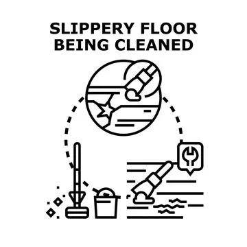Slippery floor problem solving and maintenance concept Stock Illustration