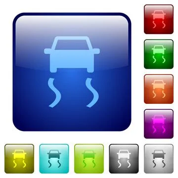 Slippery road dashboard indicator color square buttons Illustration