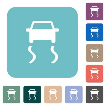 Slippery road dashboard indicator rounded square flat icons Illustration