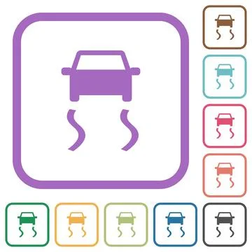 Slippery road dashboard indicator simple icons Illustration