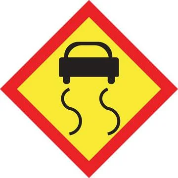 Slippery Road Warning Stock Illustration