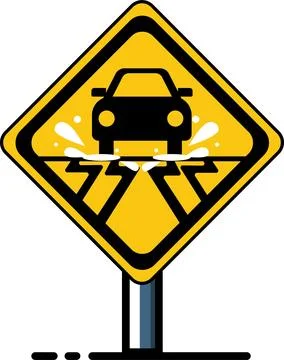 Slippery road warning sign Stock Illustration