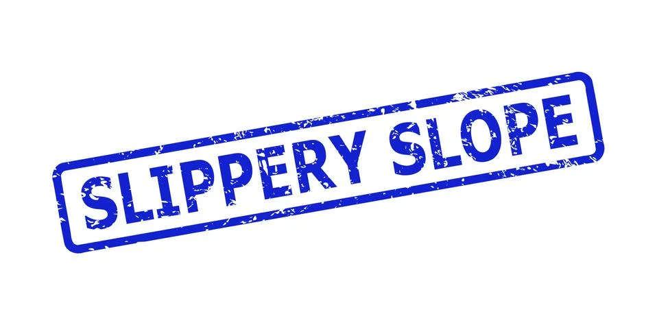 SLIPPERY SLOPE Stamp with Scratched Surface and Rounded Rectangle Frame Illustration