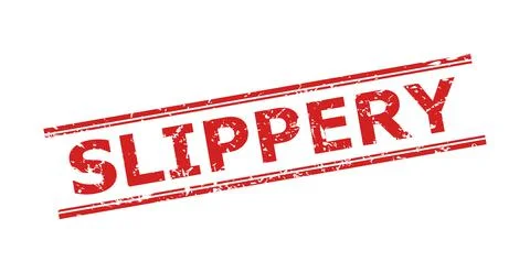 SLIPPERY Stamp with Distress Surface and Double Parallel Lines Stock Illustration