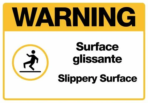 Slippery Surface Bilingual Construction Hazard Warning Signs French Иллюстрация