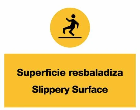 Slippery Surface Construction Warning Signage Set for Workplace Safety Stock Illustration