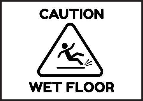 Slippery Surface sign, Slippery Floor warning Black, Wet Floor sign falling m Stock Illustration