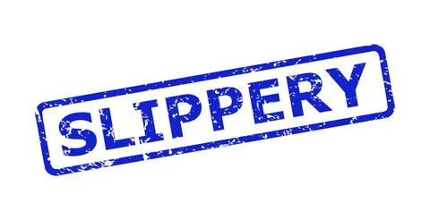 SLIPPERY Watermark with Rubber Surface and Rounded Rectangle Frame Stock Illustration