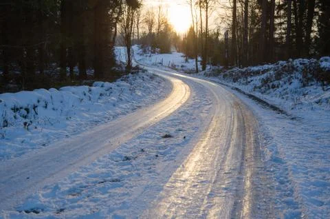 Slippery winter road Stock Photos