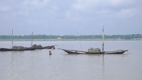 The slit has become a problem at the mouth of the Ganges Stock Footage 162633826