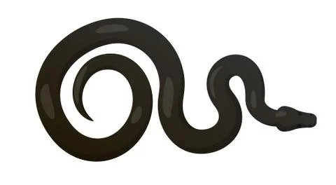 Slither Black Python Snake Top View Vector Icon Stock Illustration