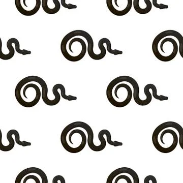 Slither Black Snake Seamless Pattern Vector Stock Illustration