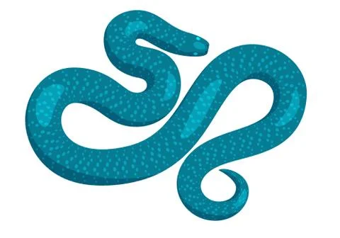 Slither Blue Python Snake Top View Vector Icon Stock Illustration