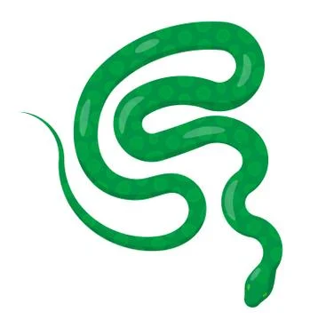Slither Green Python Snake Top View Vector Icon Stock Illustration