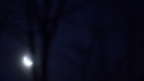 Sliver Moon with Earthshine Stock Footage 72874670