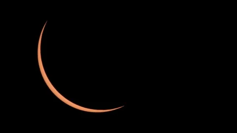 Sliver sun total solar eclipse totality orange blocked moon Oregon 2017 American Stock Footage 81921371