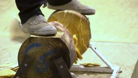 SLO MO Axe Split Wood Stock Footage 204954098