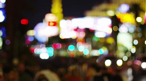 Slo-Mo Blurred Crowds walking in Vegas at night Vídeo Stock 29162319
