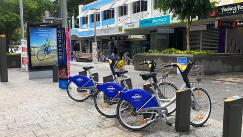 Slo-Mo Brisbane City Cycle Ride-Share Stock Video Pond5