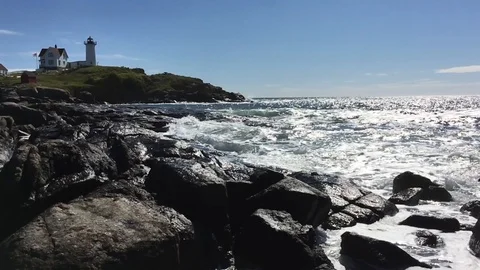 Slo mo Cape Neddick Waves 02 pt1 Video stock 115590431