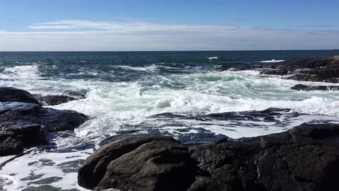 Slo mo Cape Neddick Waves 01 pt2 Video stock 115590436