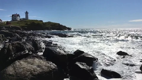 Slo mo Cape Neddick Waves 02 pt2 Video stock 115590440