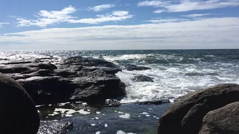 Slo mo Cape Neddick Waves 06 Video stock 115590464