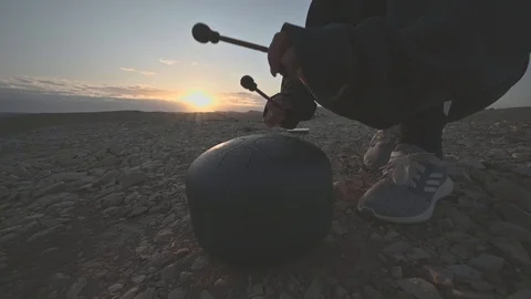 Slo-mo close-up shot of drumming at Judean Desert. Israel. NIK_6782-07 스톡 동영상 123324772