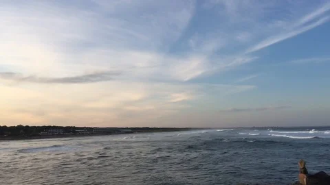 Slo mo Extra Wide Evening Waves Video stock 115590474