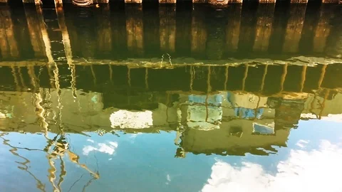 Slo mo pier water reflection Video stock 109583356