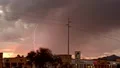 slo mo powerful lightning strikes at sunset storm colorful HD Footage