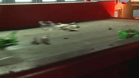 Slo-mo of red waste facility conveyor (2 of 9) Stock-Footage 32286994