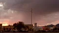 slo mo subtle inter cloud flashes at sunset storm HD動画