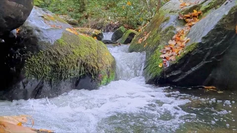 Slo-Mo Waterfall between Rocks Stock Footage 219173808