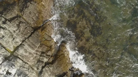 Slo-mo Waves Crashing Drone Footage Stock Footage 91111996