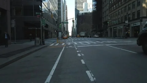 Slo Motion Empty New York City Street 6th Ave and 39th St Stock Footage 145690684