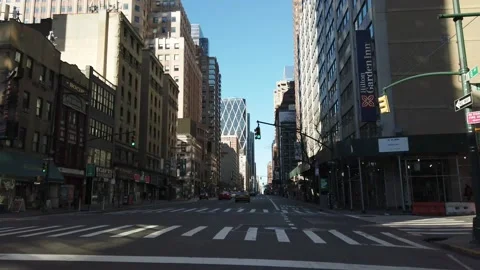 Slo Motion Empty New York City Street  8th Ave 48th St Stock Footage 145691440