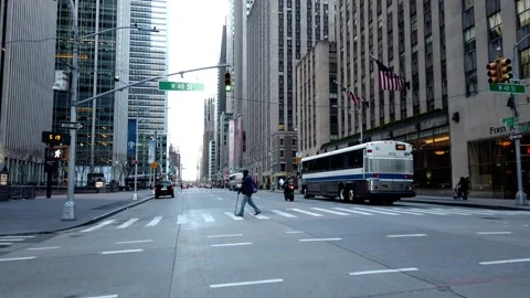 Slo Motion Empty New York City Street 6th Ave 48th St Stock Footage 145691445