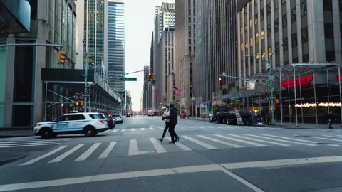 Slo Motion Empty New York City Street 6th Ave 47th St Stock Footage 145691451