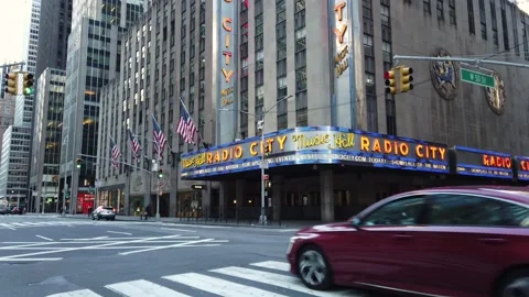 Slo Motion Empty New York City Street Radio City Music Hall Stock Footage 145691456