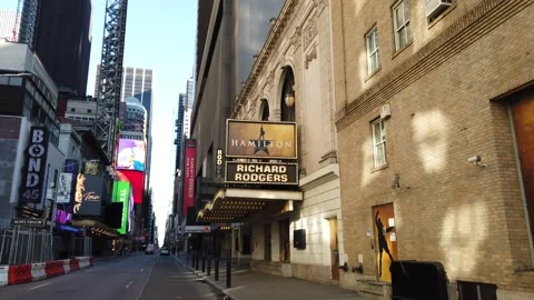 Slo Motion Empty New York City Street W46th StTimes Sq Stock Footage 145691968