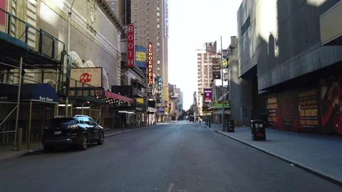 Slo Motion Empty New York City Street Music Box Theater Broadway Stock Footage 145692246