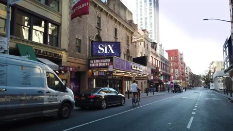 Slo Motion Empty New York City Street W45th St Broadway Stock Footage 145692400