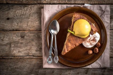 Sloce of pear pie Stock Photos