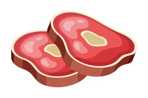 Sloces of lean red meat on the bone. Juicy piece of meat. A source of protein Stock Illustration