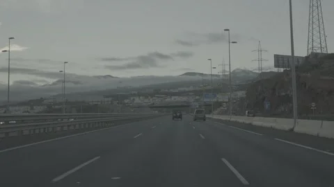 SLog3 POV (point of view) driving car in late evening in Tenerife Stock Footage 328242807