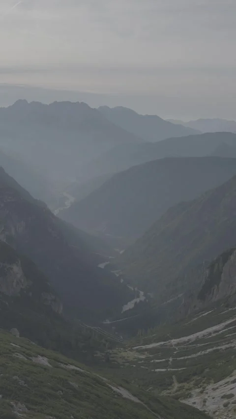 SLog3 vertical view on Dolomites valley Stock Footage 320345632